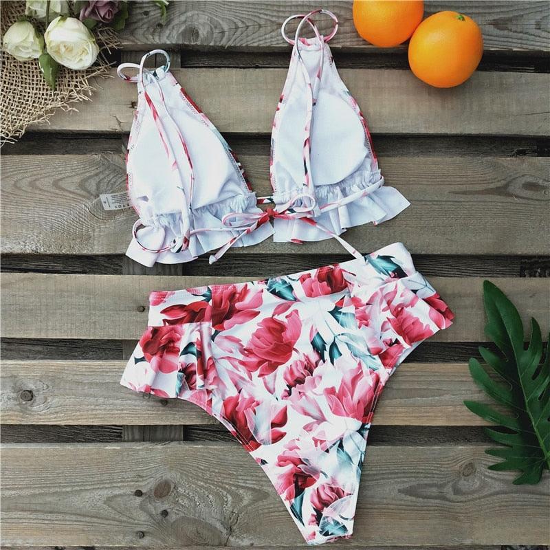 High Waist Ruffle Bikini Set